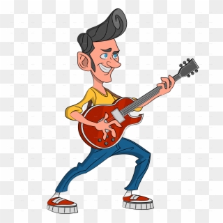 Banner Royalty Free Library Guitar Clipart Rockabilly - Cartoon Guitarist - Png Download