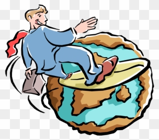 Vector Illustration Of Businessman Surfing The World - Surfing The World Wide Web Clipart