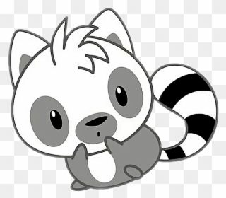 Freetoedit Cute Kawaii Racoon Grey White Black - Ring Tailed Lemur Drawing Clipart