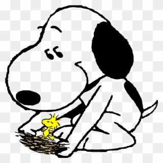 Snoopy Cuidando Do Ninho Junto Com O Woodstock - Illustration Clipart