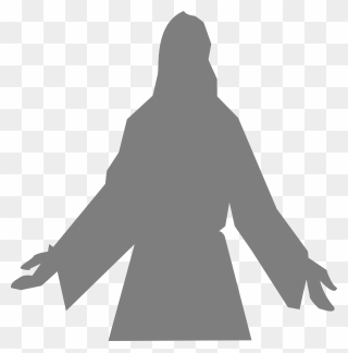 Gray Silhouette Clip Art - Jesus With Open Arms Silhouette - Png Download