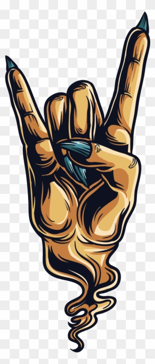Sign Of The Horns Devil Hand Gesture Sticker - Devil Horns Hand Png Clipart