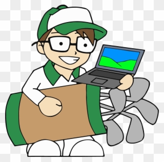 Kaddy's Computer Repair - Cartoon Laptop Repair Green Color Png Clipart