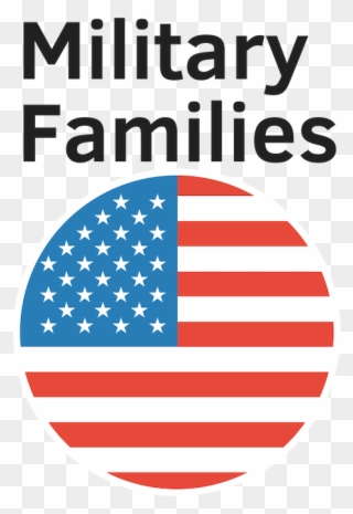 Military Families - American Flag Round Black And White Clipart