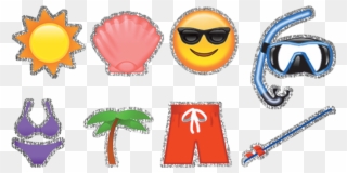 Emoji Beach Glitter Stock Transfer - Beach Clipart