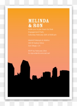 San Diego Skyline Silhouette Party Invitations Ian - Cellular Believe In Something Better Clipart