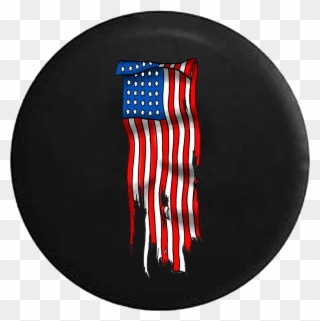 Vertical Tattered American Flag Jeep Camper Spare Tire - Jeep Clipart