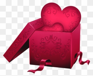 Transparent Gift Box With Heart Png Clipart - Valentines Day Roses Png