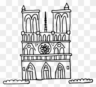 Notre Dame Sketch Rubber Stamp - Notre Dame Sketch Clipart