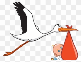 Stork Clipart Baby Transparent Background - Stork Carrying Baby Cartoon - Png Download