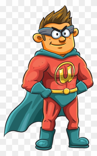 Amazing Superhero With Cape Standing With Hands On - Superman Clipart
