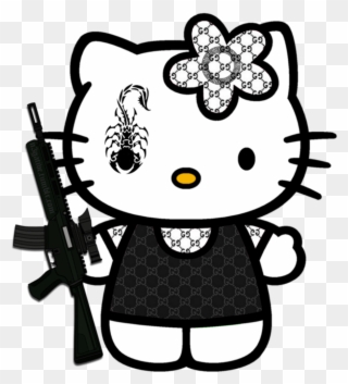 Hellokitty Gucci Ak47 Kidcore Cute Scorpion Hello Kitty - Hello Kitty Clipart Cartoon - Png Download