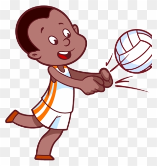 Cartoon Volleyball Players - Chicos Jugando Voley Dibujo Clipart