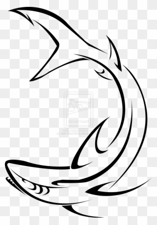 Black Celtic Shark Tattoo - Great White Shark Shark Tribal Clipart