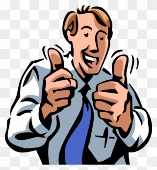Vector Illustration Of Businessman Gives Two Thumbs - Thumb Signal Clipart