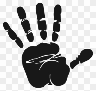 Fingers Clipart Opened Hand - Hand Print Clipart Black And White - Png Download