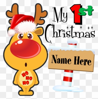 My First Christmas Celebrate Baby's 1st Christmas With - Santa Reindeer Custom Mug Clipart