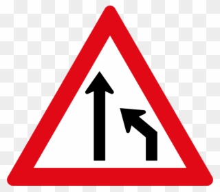 Right Lane Ends Sign - Side Road Right Sign Clipart