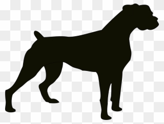 Dog Black Animal Bulldog Domestic Pet Canine - Boxer Dog Silhouette Vector Clipart