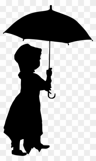 Big Image - Little Girl Umbrella Silhouette Clipart