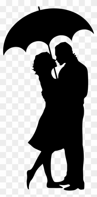 Big Image - Couple Under Umbrella Black And White Png Clipart