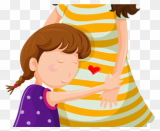 Hug Clipart Parent - Mother Daughter Hug Cartoon - Png Download