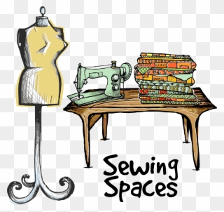 Desk Clipart Messy - Putting A Sewing Room Together - Png Download