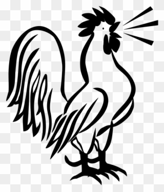 Rooster, Crow, Morning, Proud, Loud, White - Clip Art Rooster Black And White - Png Download