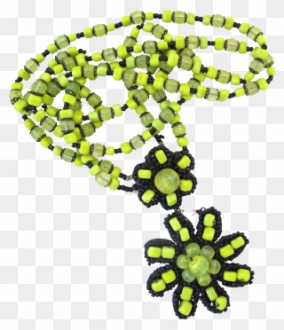 Miriam Haskell Chartreuse Green Bead Pendant Necklace - Craft Clipart