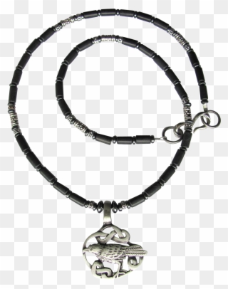 Celtic Raven Pendant On Necklace Of Black Obsidian - Locket Clipart