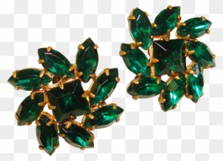 Gorgeous Czech Signed Green Rhinestone Vintage Estate - Crystal Clipart