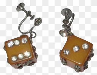 Bakelite Dice Earrings, Rhinestones, Butterscotch, - Earrings Clipart