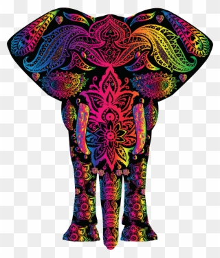 Free Clipart Of A Colorful Elephant - Colorful Elephant - Png Download