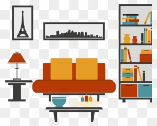 Furniture Table Couch Living Room - Living Room Vector Png Clipart