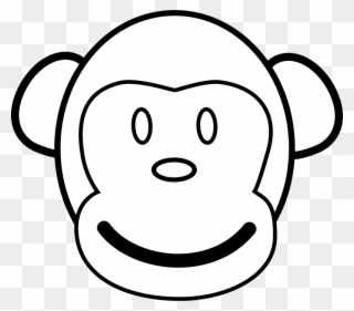 Monkey Line Art Free Vector 4vector - Monkey Face Clip Art Black And White - Png Download