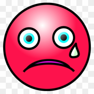 Emoticons Crying Face - Crying Red Sad Face Clipart