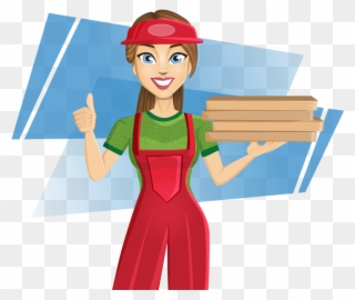 Girl - Pizza Delivery Girl Cartoon Clipart