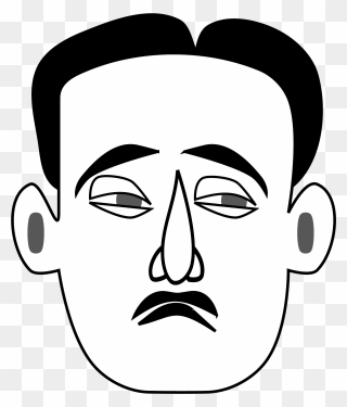 Sad Face - Black And White Man Face Image Drawing Clipart