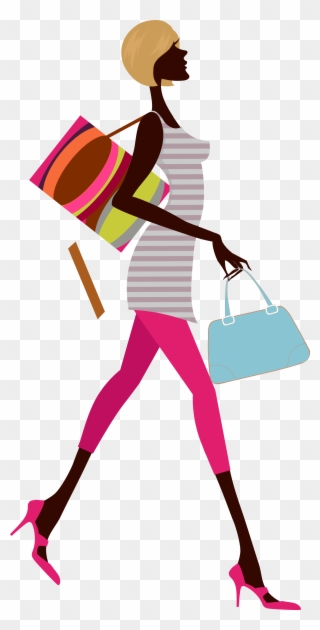 Fashion Woman A Carrying Bag - Woman Carrying Bag Vector Clipart