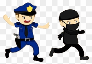 Officer Crime Illustration And Thief Transprent Png - Police And Thief Cartoon Clipart