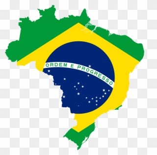 Brazil Map Cliparts - Brazil Country With Flag - Png Download