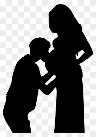 Pregnancy Wife Kiss Woman - Pregnant Couple Silhouette Png Clipart