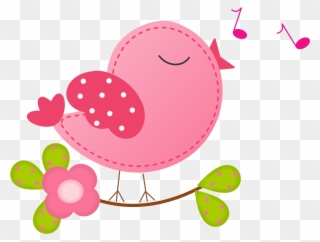 Bird Clipart Pink - Passarinho Cantando Png Transparent Png