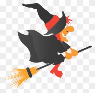 Witch On Broom Clipart Halloween Csscreme School Clipart - Clip Art Witches On Brooms - Png Download