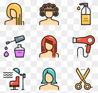 Hairdressing Salon Color Icons - Картинки Вектор Парикмахер Clipart