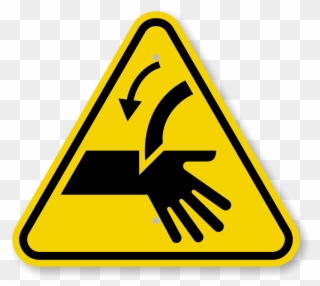 Iso Cutting Of Fingers, Curved Blade Symbol Sign - Cut Finger Warning Clipart