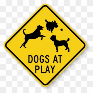 Dogs At Plays Caution Sign - Dead End Clipart
