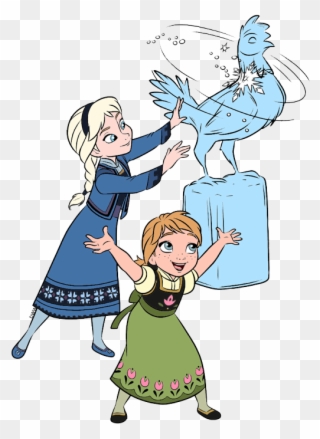 Young Anna, Elsa Magic Ice Scuplture - Frozen Clipart