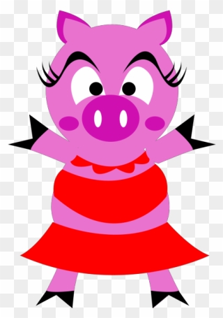 Madame Pig - Cartoon Girl Pig Clipart