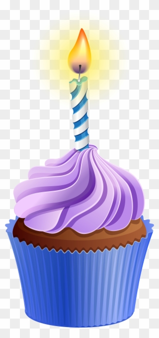 Cupcake With Candle Clipart - Png Download